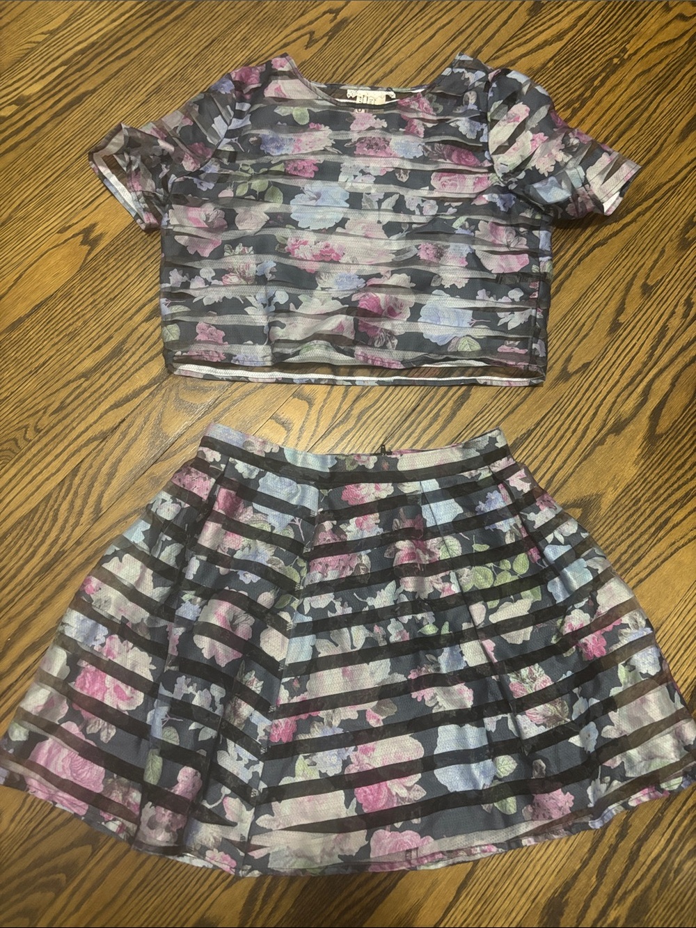 Floral Stripe Two-Piece Set